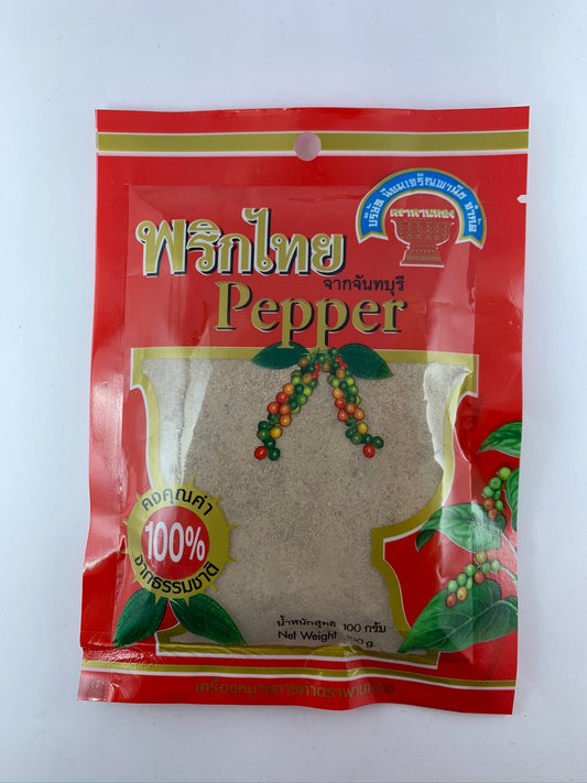 พริกไทยป่น เกรดพรีเมี่ยม 100 กรัม Ground white pepper Grade A 100g ตราพานทอง - Niyomherb